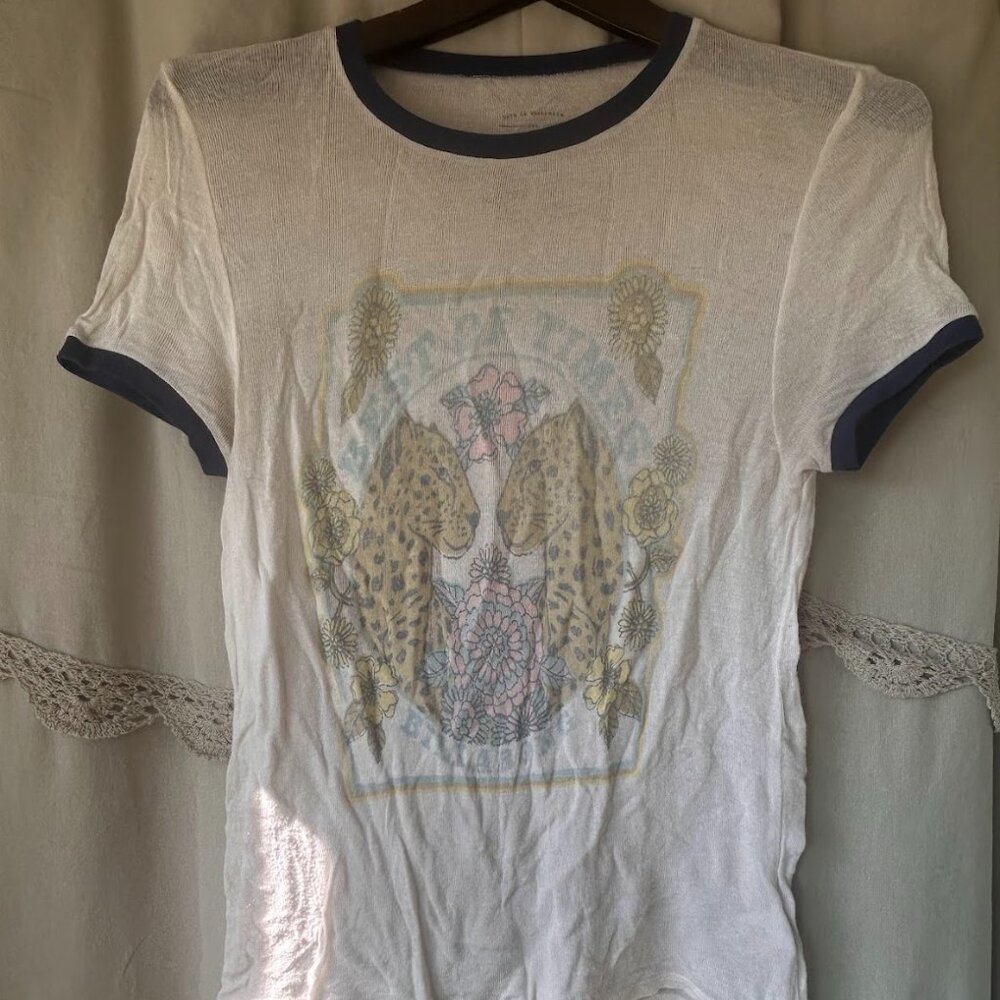 Billabong Womens Best of Times Thin Soft Ringer T-Shirt Tiger White Blue Navy
